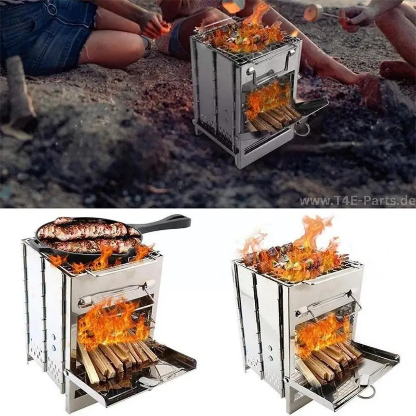 Faltbare Edelstahl Feuerbox Campingkocher Outdoor Abenteuer Feuerstelle